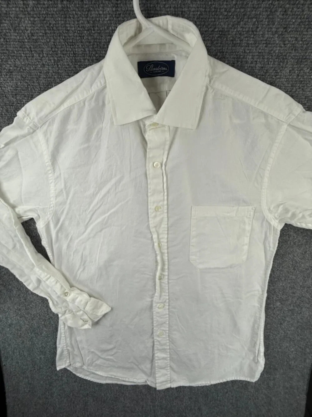 Stenstroms Button Up Shirt White Long Sleeve Cotton Size 40 Univ I Adult Woven